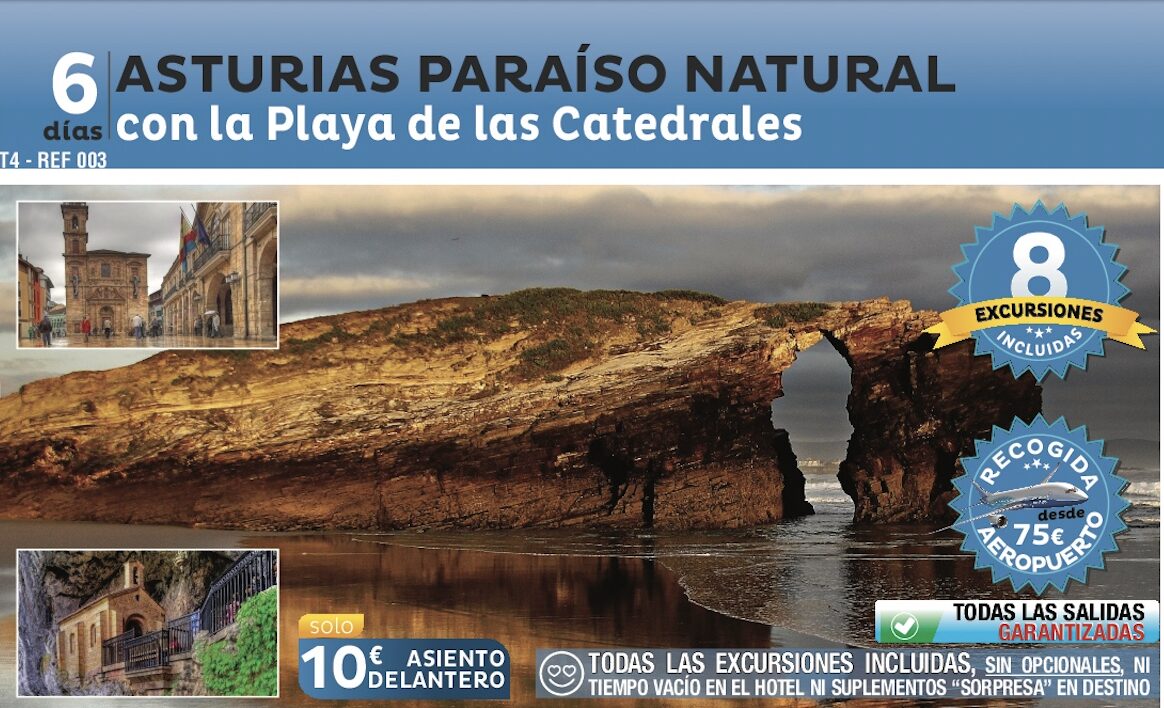 Imagen publicitaria de OD Viajes con una oferta de viaje organizado a Asturias con avión y hotel.
