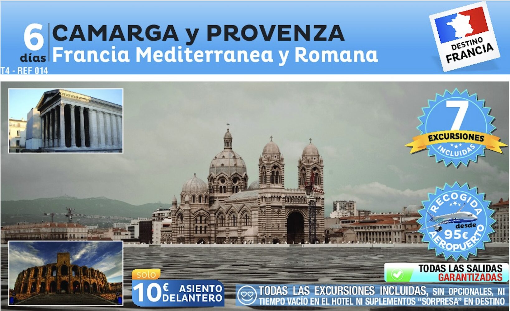 Imagen publicitaria de OD Viajes con una oferta de viaje organizado a Camarga y Provenza en avión