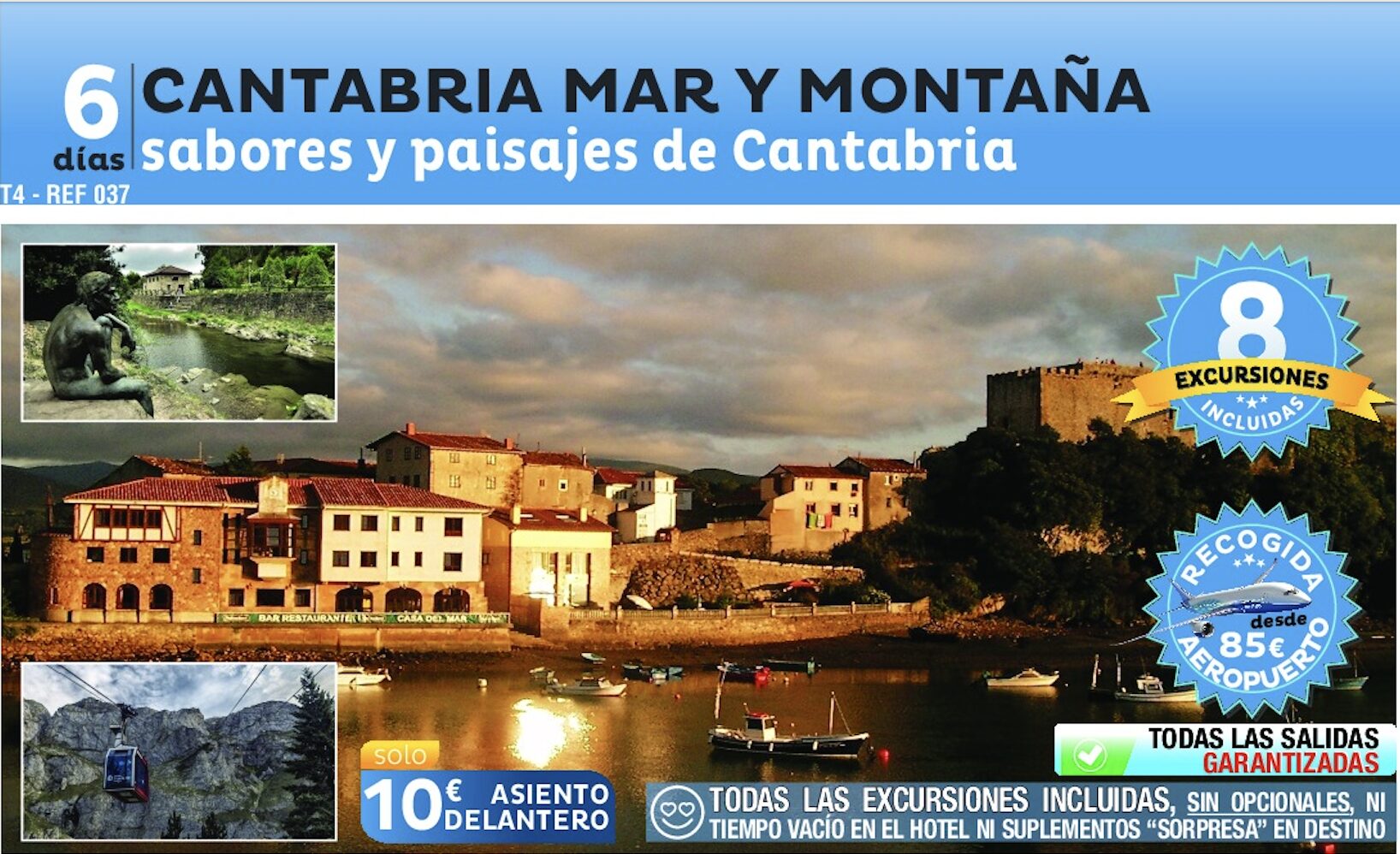 Imagen publicitaria de OD Viajes con una oferta de viaje organizado a Cantabria en avión y hotel.
